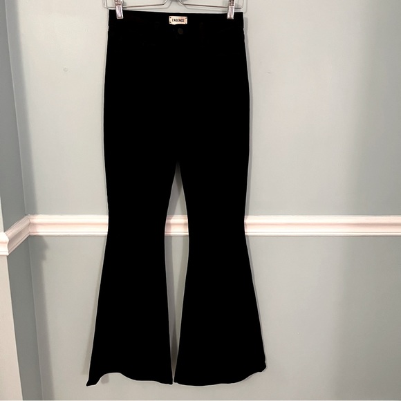L'AGENCE Denim - L'AGENCE Solana Big Flare Pants Jeans Noir Black Stretch High Rise Women Size 25